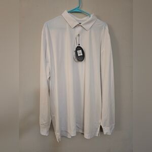 Men's Greg Norman White Long-Sleeve Polo Shirt New With Tags